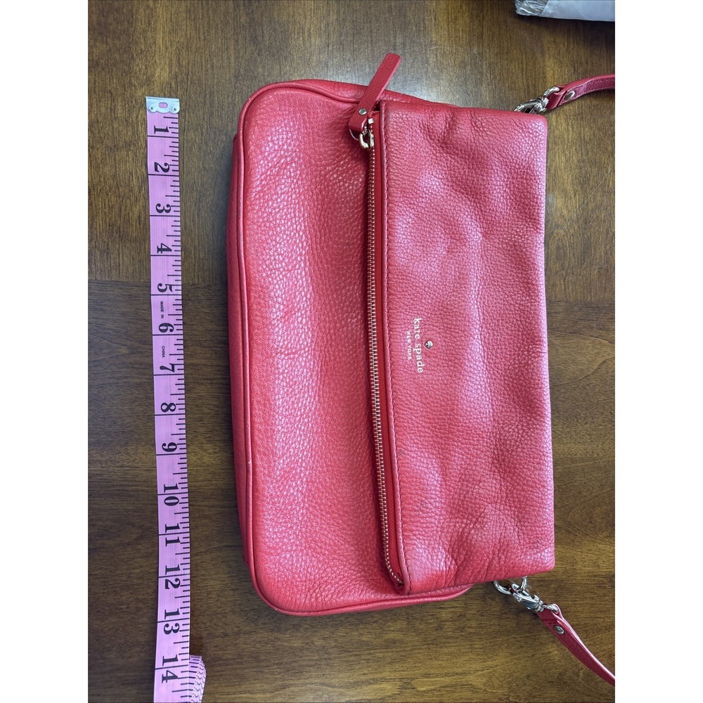 Kate Spade Red Genuine Leather Flap Foldover Crossbody Shoulder‎ Handbag